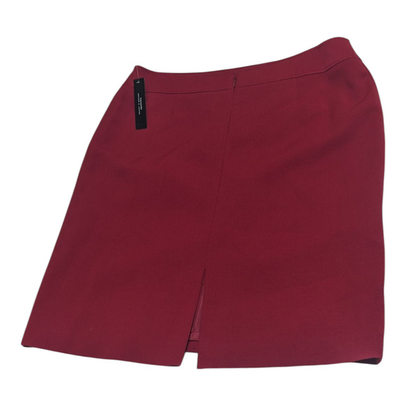 Tahari Wool Pencil Mini Skirt Size 14 Crimson Red Preppy Career Business - Picture 8 of 9